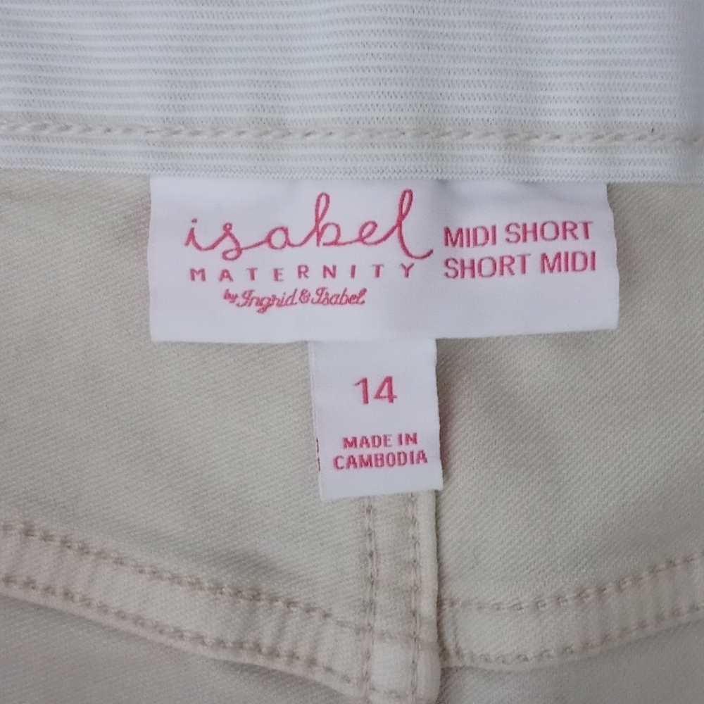 Isabelle Maternity Midi Jean Shorts w/ Expandable Side Panels Size 14 - Picture 7 of 9